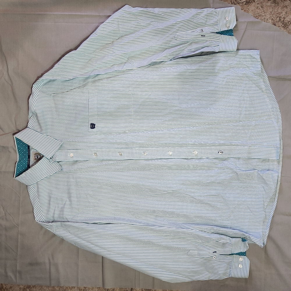 Cinch Men's Blue and White Striped Shirt